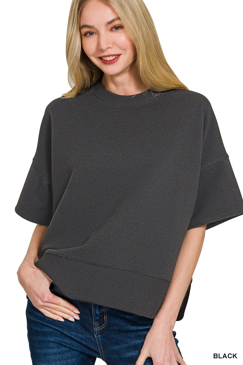 Ribbed Round Neck Tee